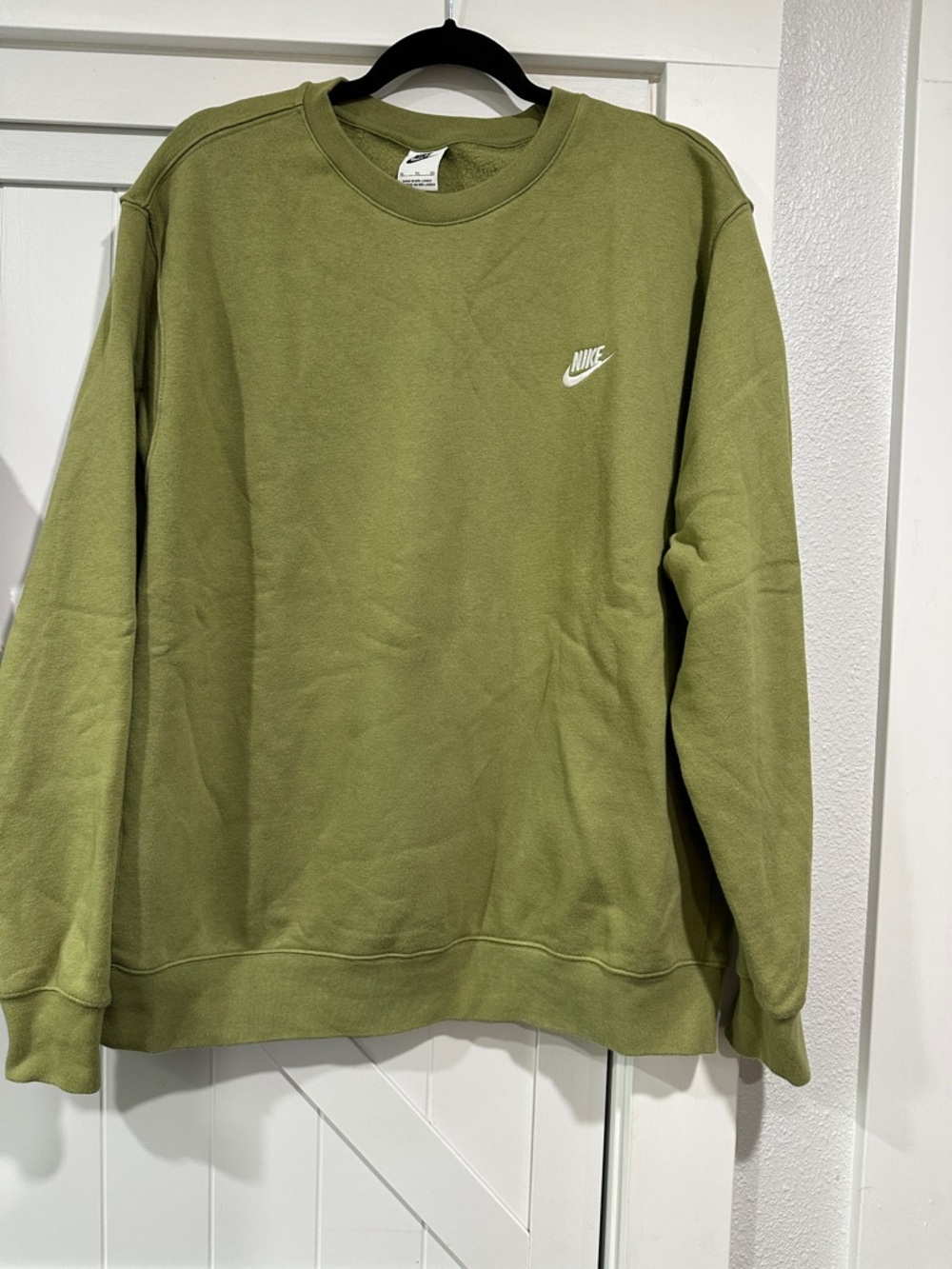 Nike women’s  Olive Crewneck Sweatshirt with Small White Logo